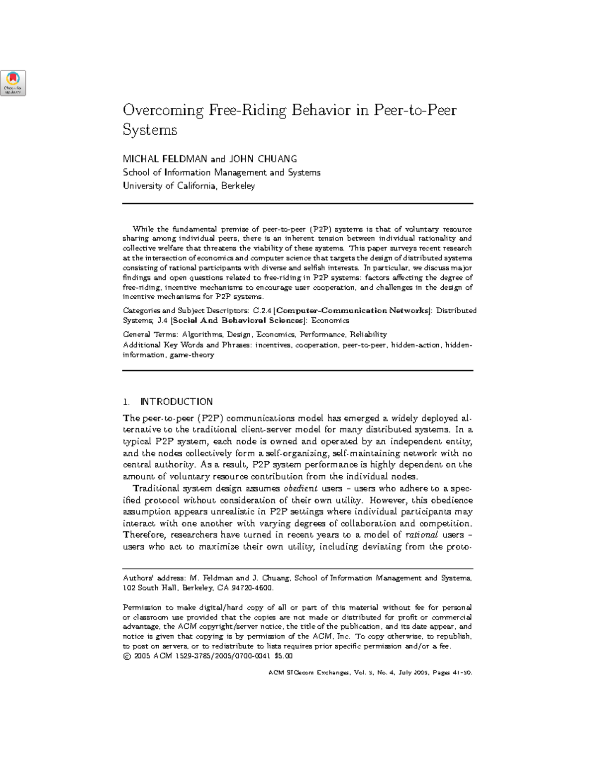 Incentive Mechanisms for Cooperation in P2P Systems: A Study - Studocu