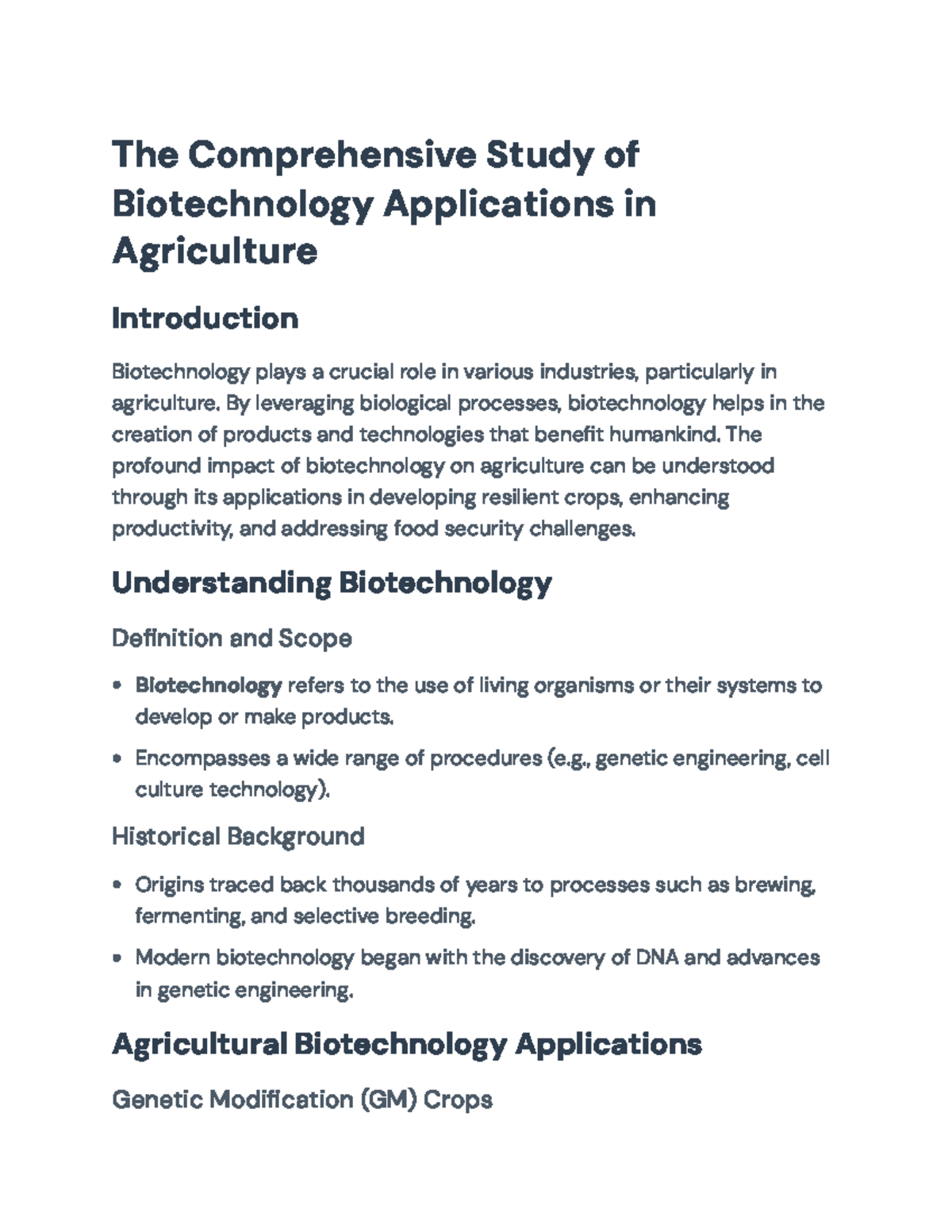 Comprehensive Overview: Biotechnology Applications in Agriculture - The ...