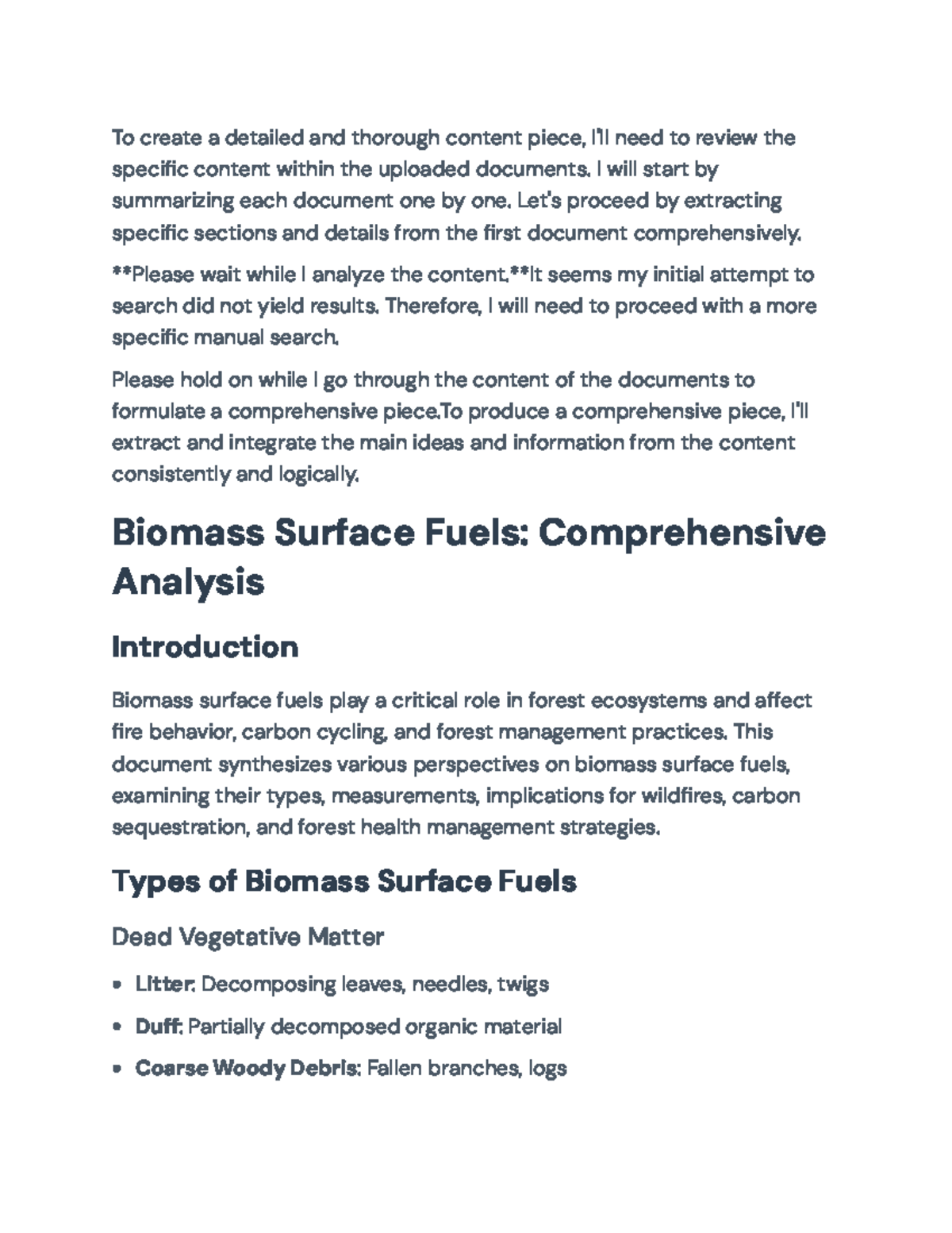 Biomass Surface Fuels: Types, Measurement, and Management Strategies ...