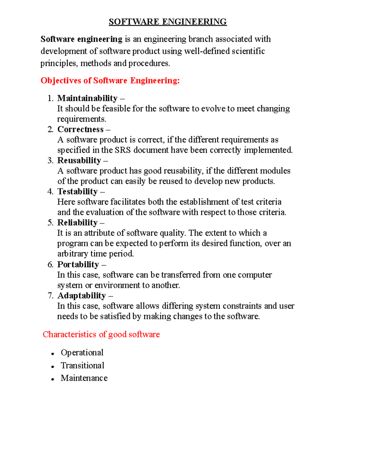 Software Engineering Lecture Notes - Calicut University - Studocu