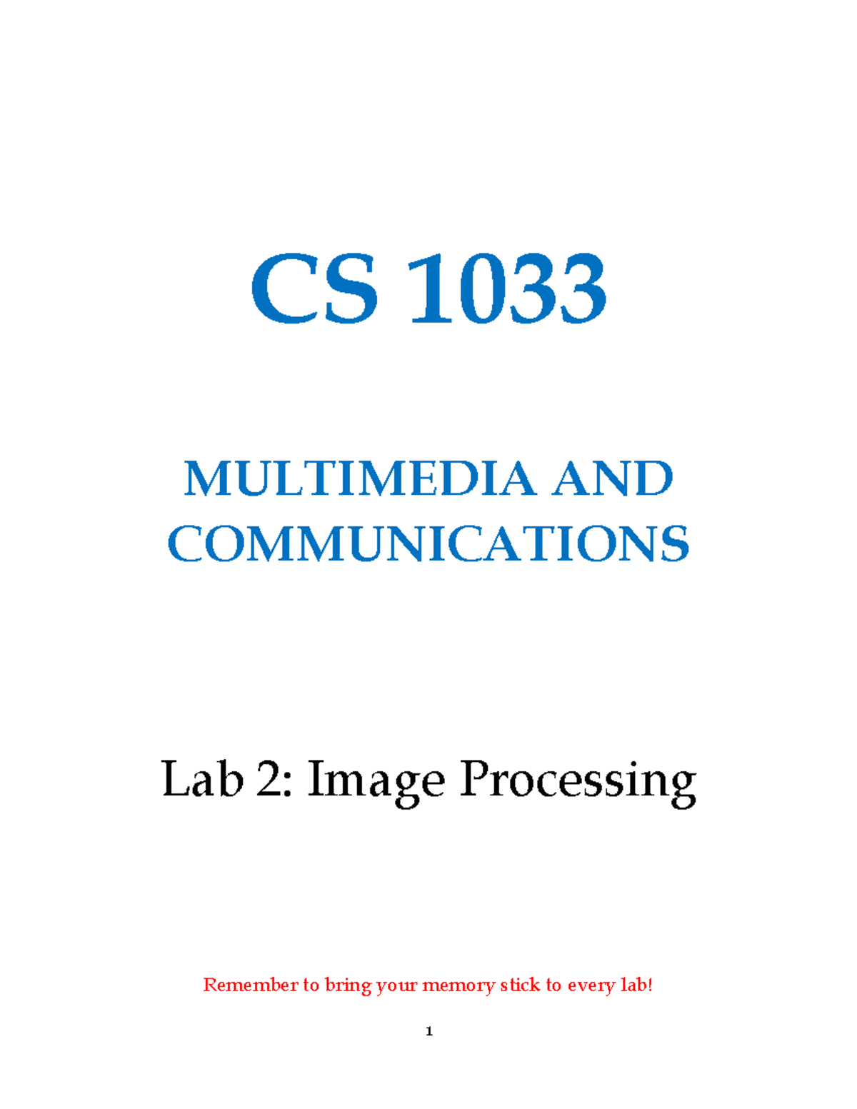 CS 1033 - Lab 2: Image Processing Techniques and Activities - Studocu