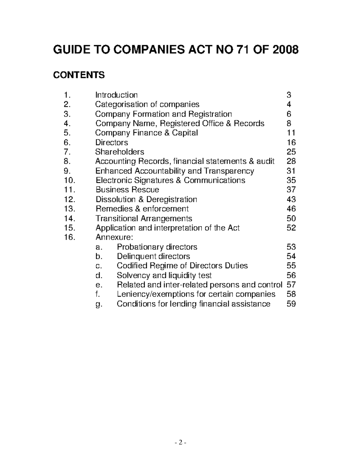 Guide to companies act no 71 of 2008 - CONTENTS GUIDE TO COMPANIES ACT ...