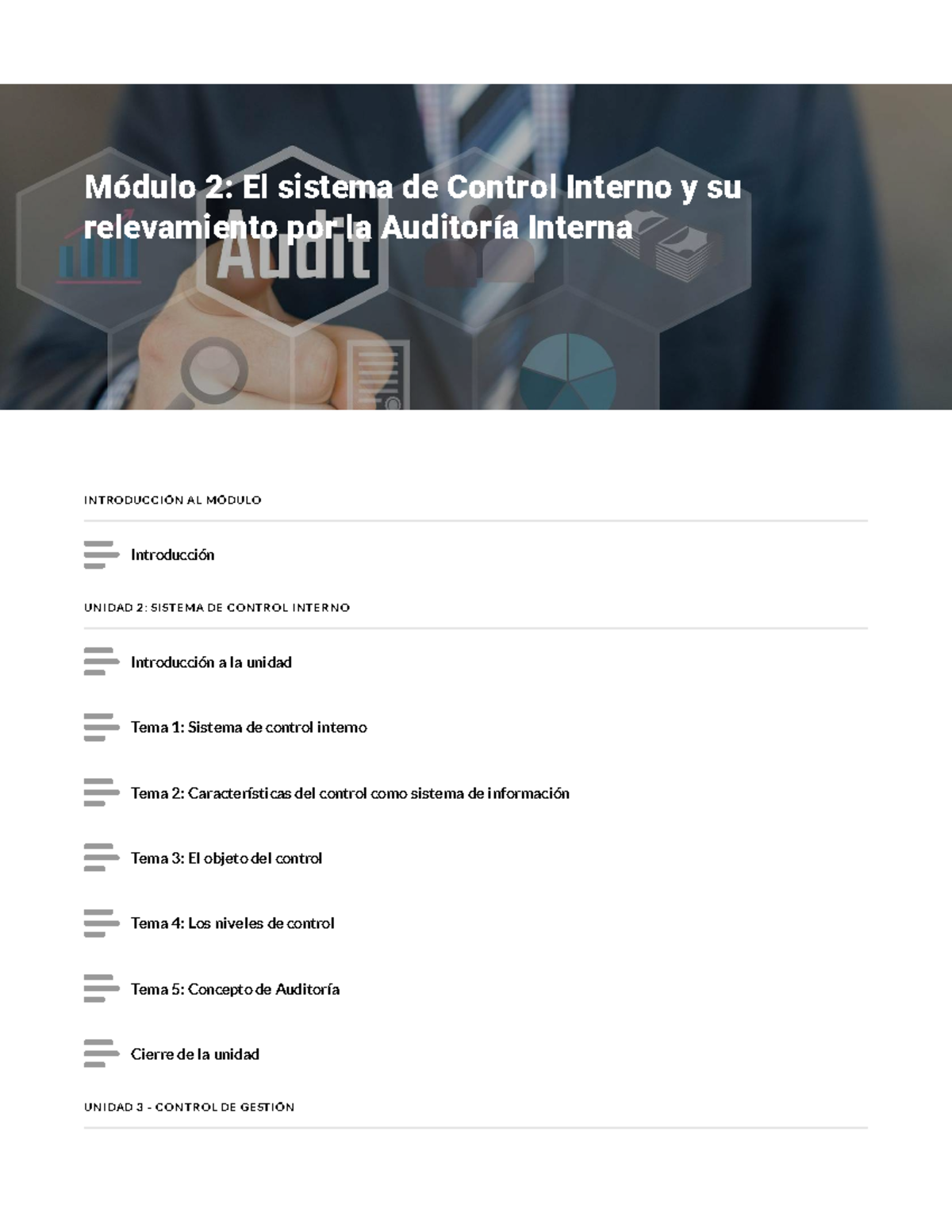 Módulo 2: Sistema de control interno y auditoría interna - Studocu