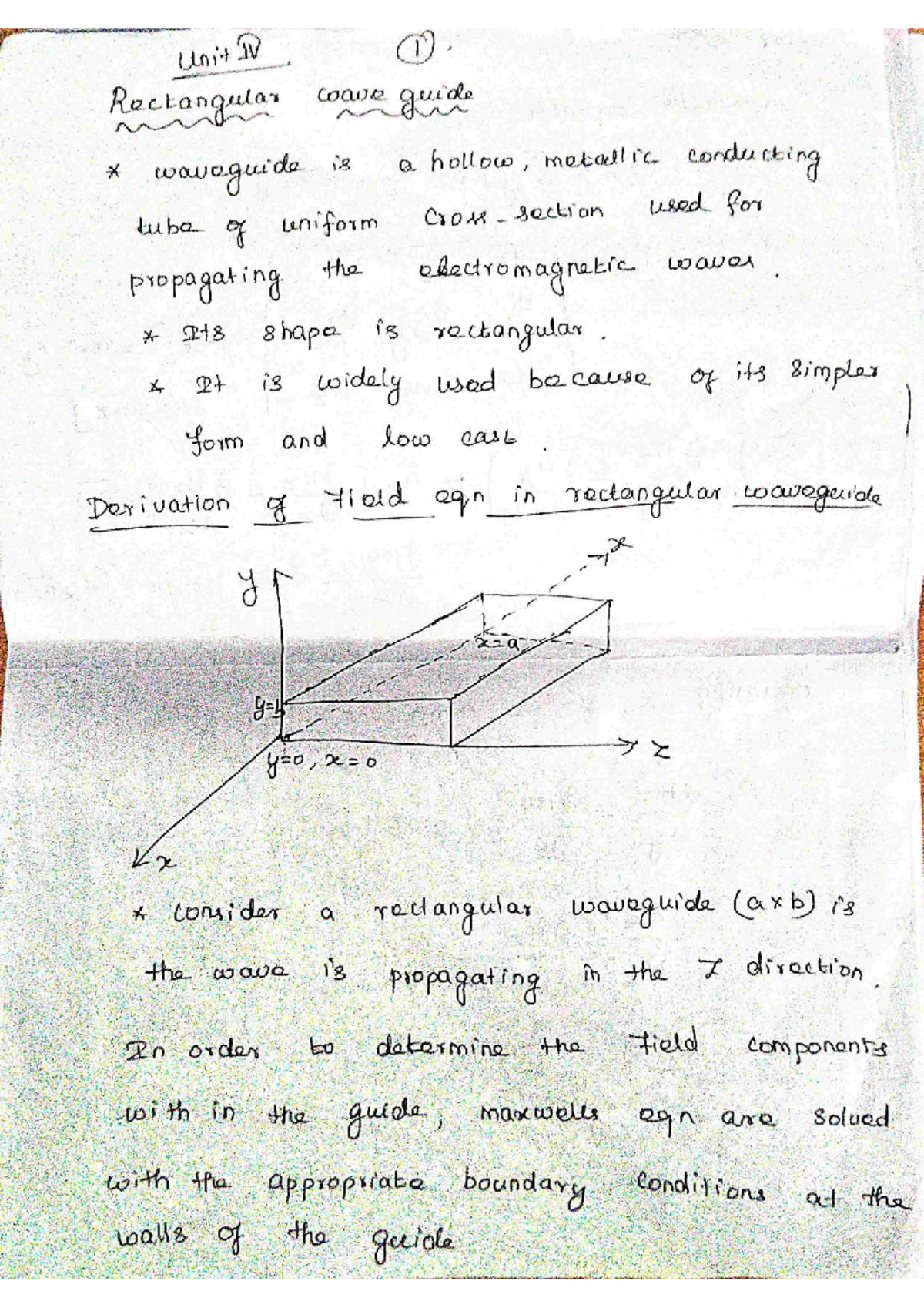 Unit IV: Rectangular Waveguide and TE Wave Analysis - Studocu