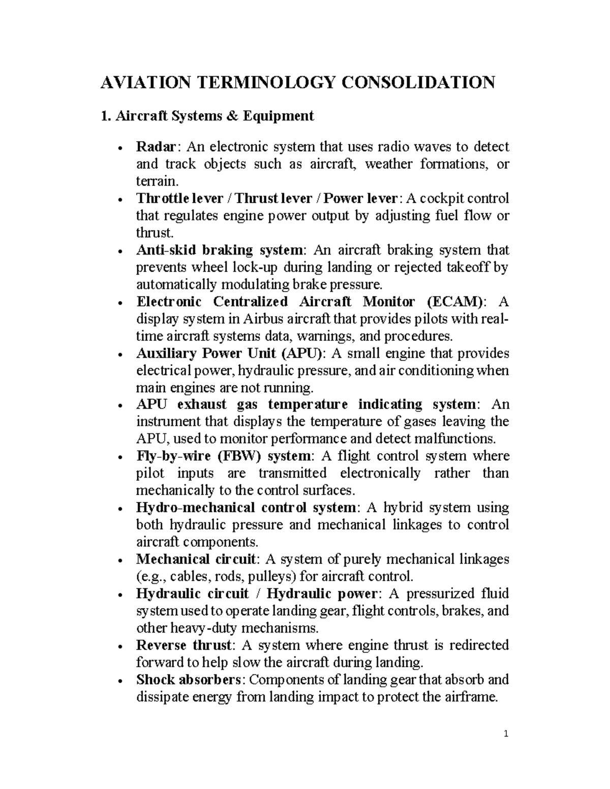 Aviation Terminology Consolidation: MID-TERM TEST Explanations - Studocu
