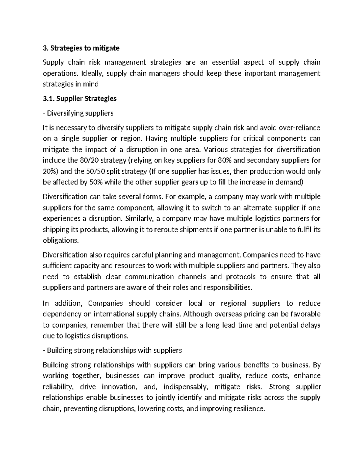 SCRM Strategies Report - Strategies to mitigate Supply chain risk ...