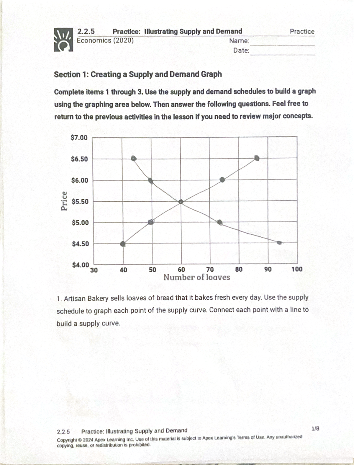 ECO 2.2 Practice: Illustrating Supply and Demand Graphs & Concepts ...