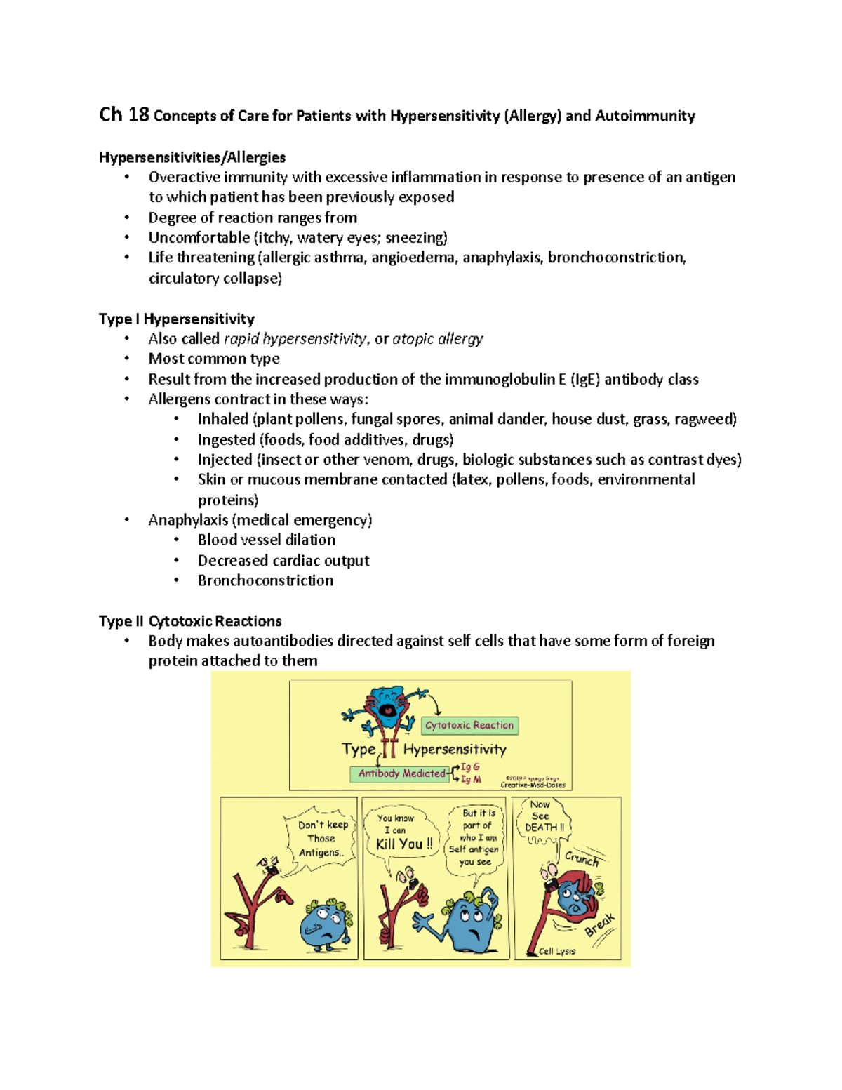 Ch 18 Care Concepts for Patients with Hypersensitivity & SLE - Studocu