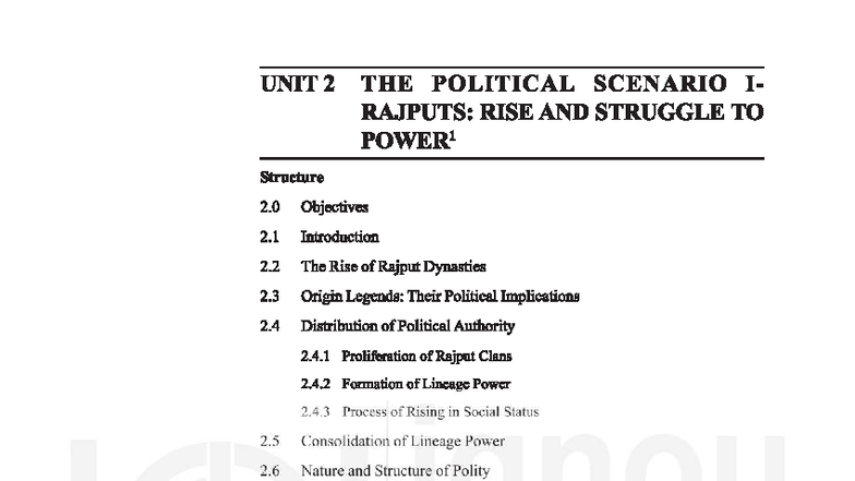 Unit 2: The Political Scenario of Rajputs - Rise and Struggle to Power ...