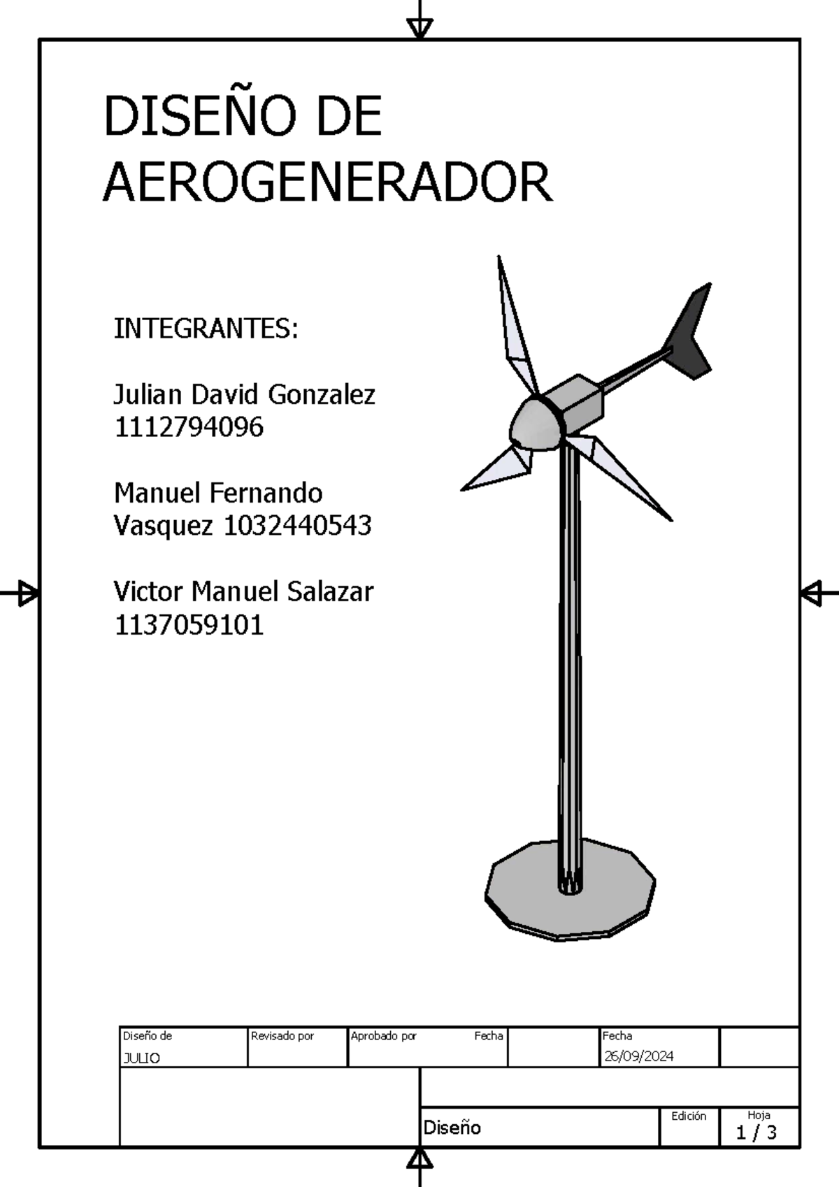 Diseño de Aerogenerador - Proyecto Final 1032440543 - Studocu