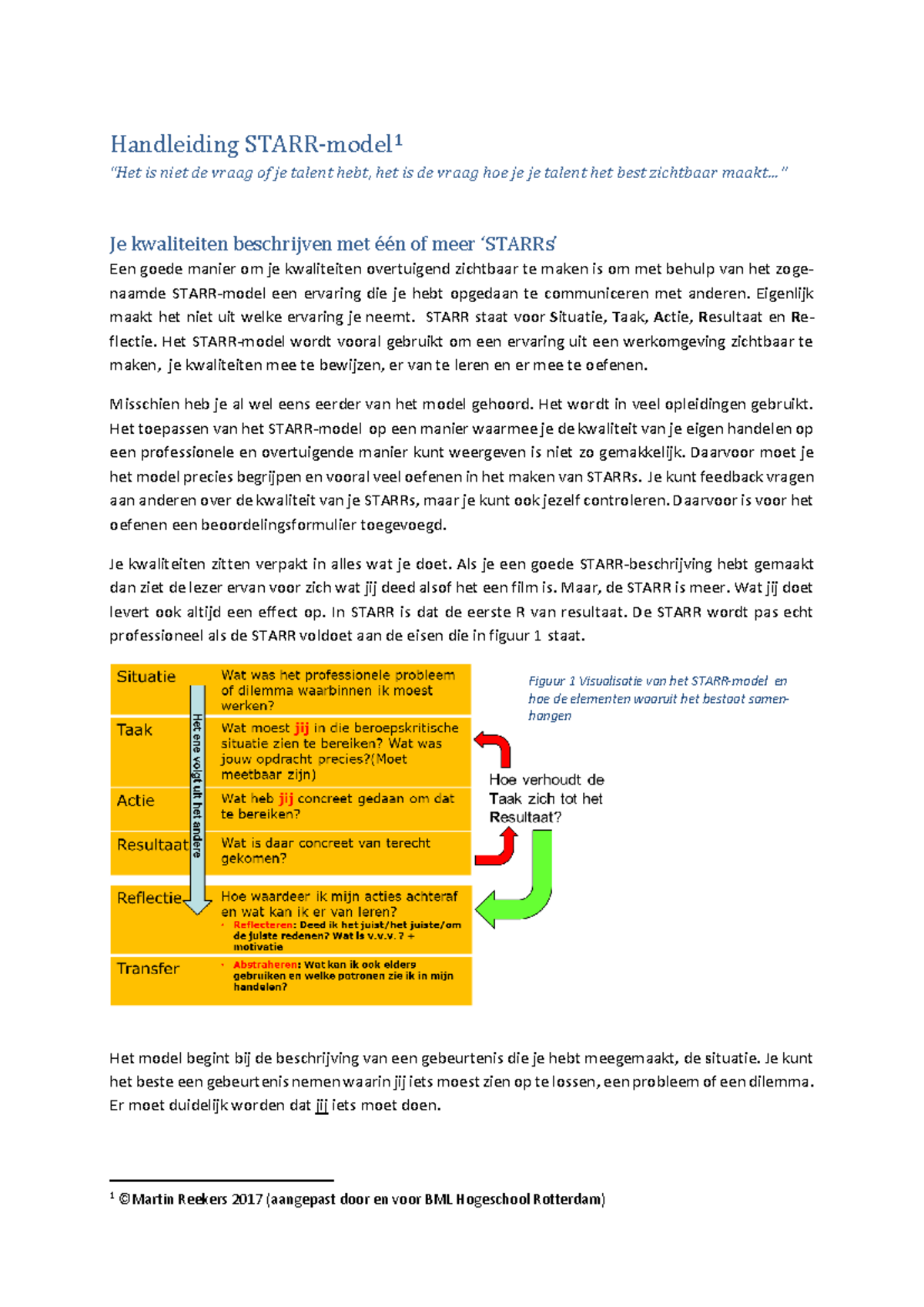Handleiding STARR-model: Effectief Communiceren van Kwaliteiten ...