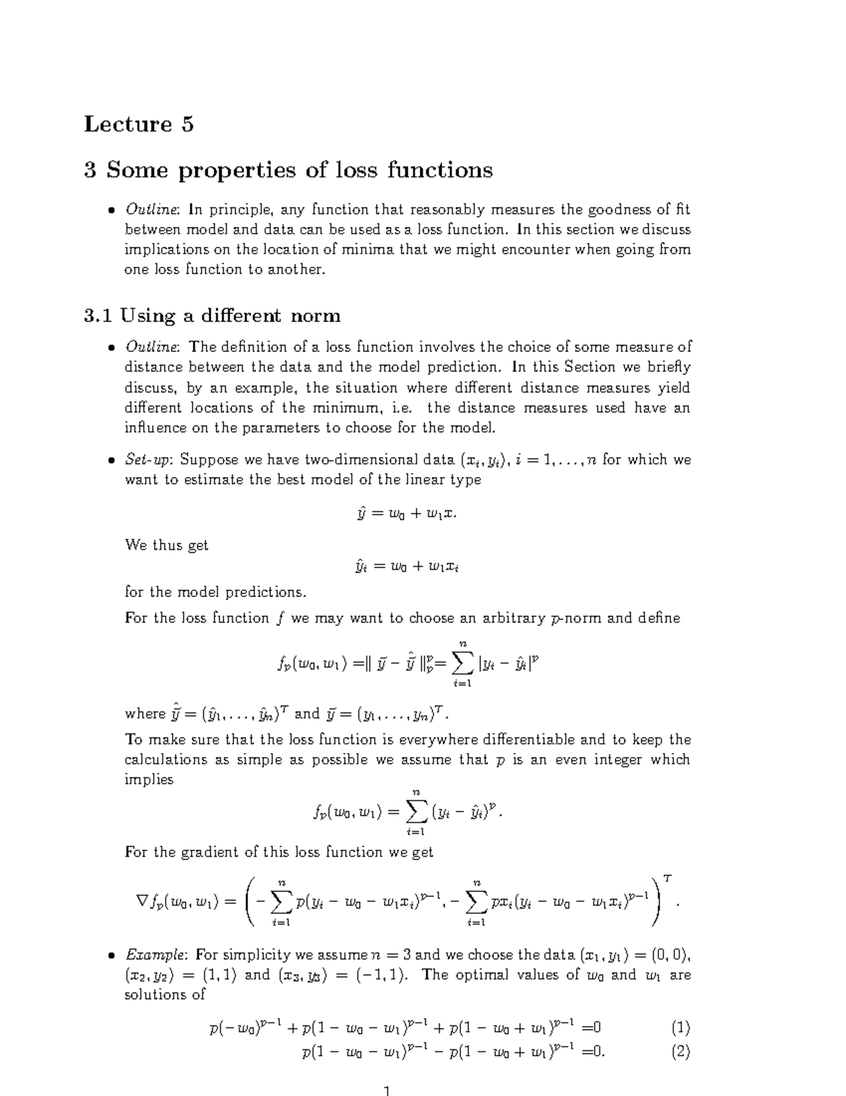 Lecture 5 - Properties of Loss Functions and MLE Concepts - Studocu