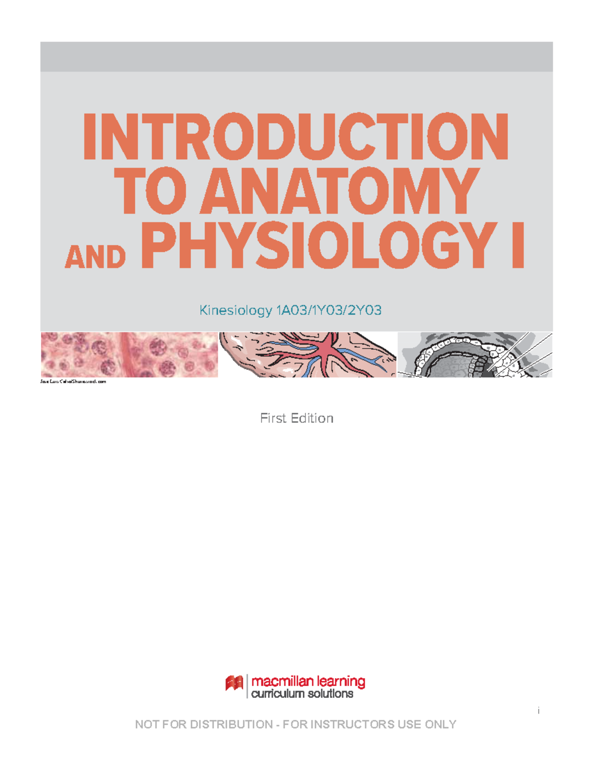 KIN1A03 2Y03 Lab Manual - i INTRODUCTION TO ANATOMY AND