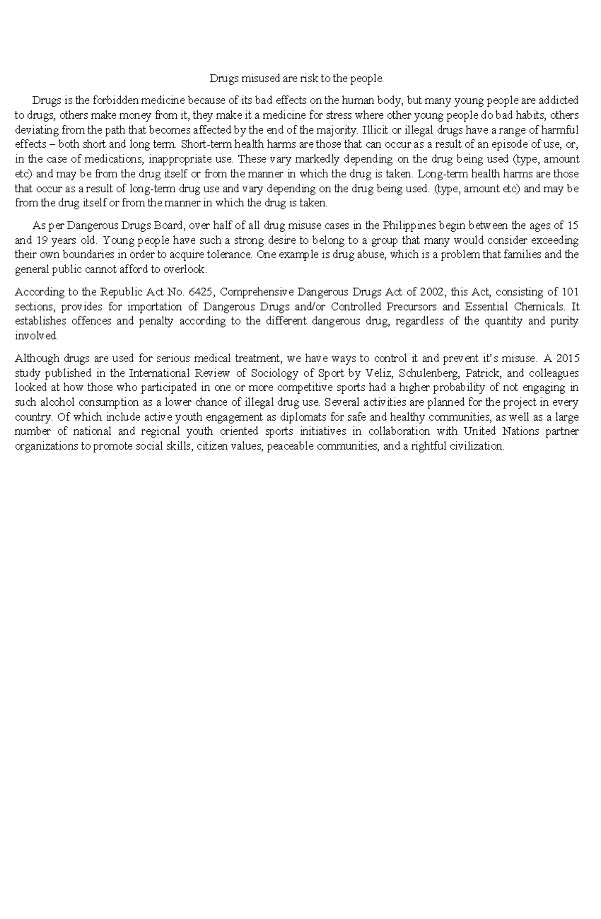 Risks of Drug Misuse Among Youth: A Comprehensive Overview - Studocu