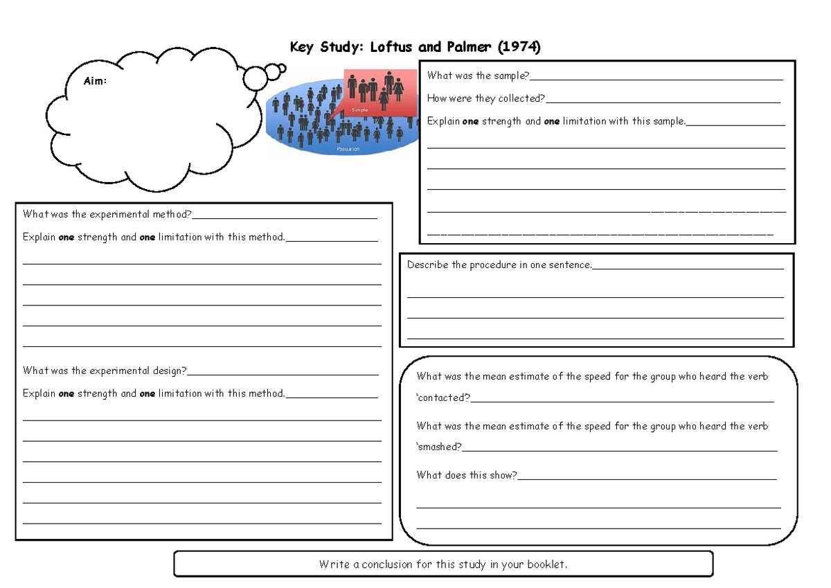 L and P key study sheet - landpeel - Key Study: Loftus and Palmer (1974 ...