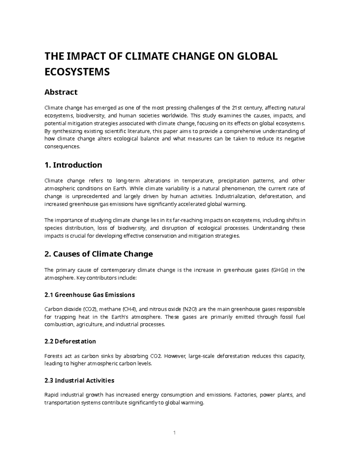 Scientific Study - The Impact of Climate Change on Ecosystems - Studocu