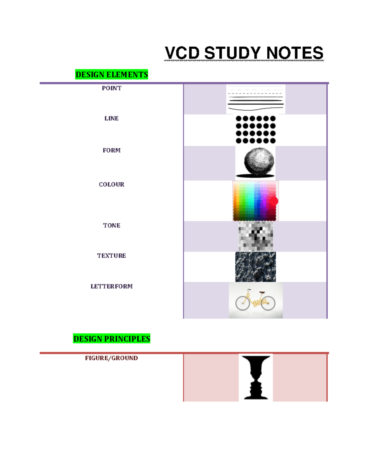 366VCD Design Elements & Principles Study Notes - Studocu