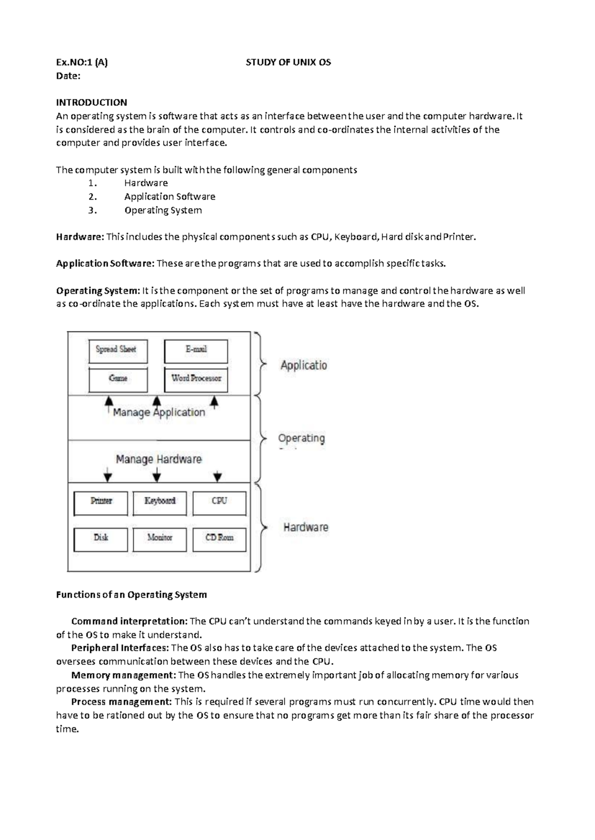 Operating System IT Final Exam: Study of UNIX OS and Commands - Studocu