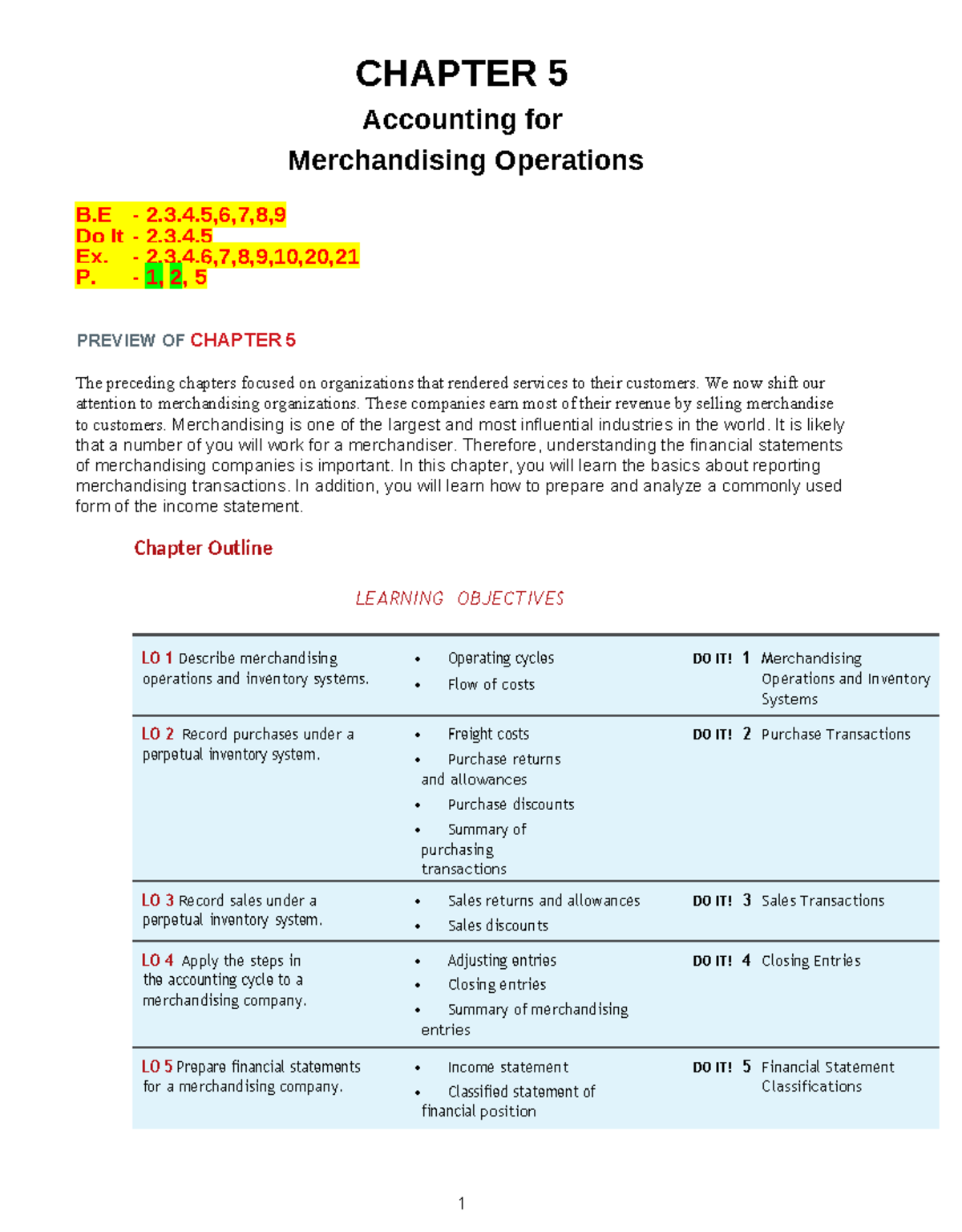 Ch 5 Accounting For Merchendizing Operations - Summary - CHAPTER 5 ...
