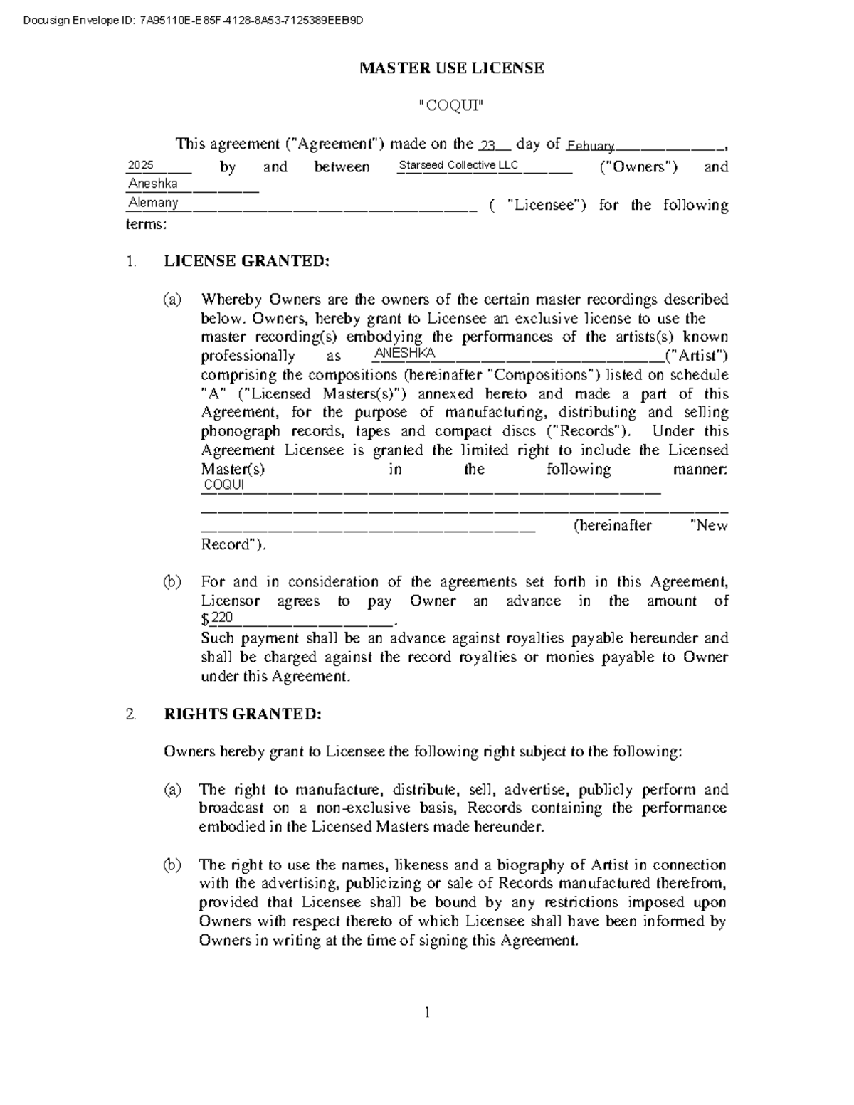 Music Licensing Agreement: Exclusive License for 