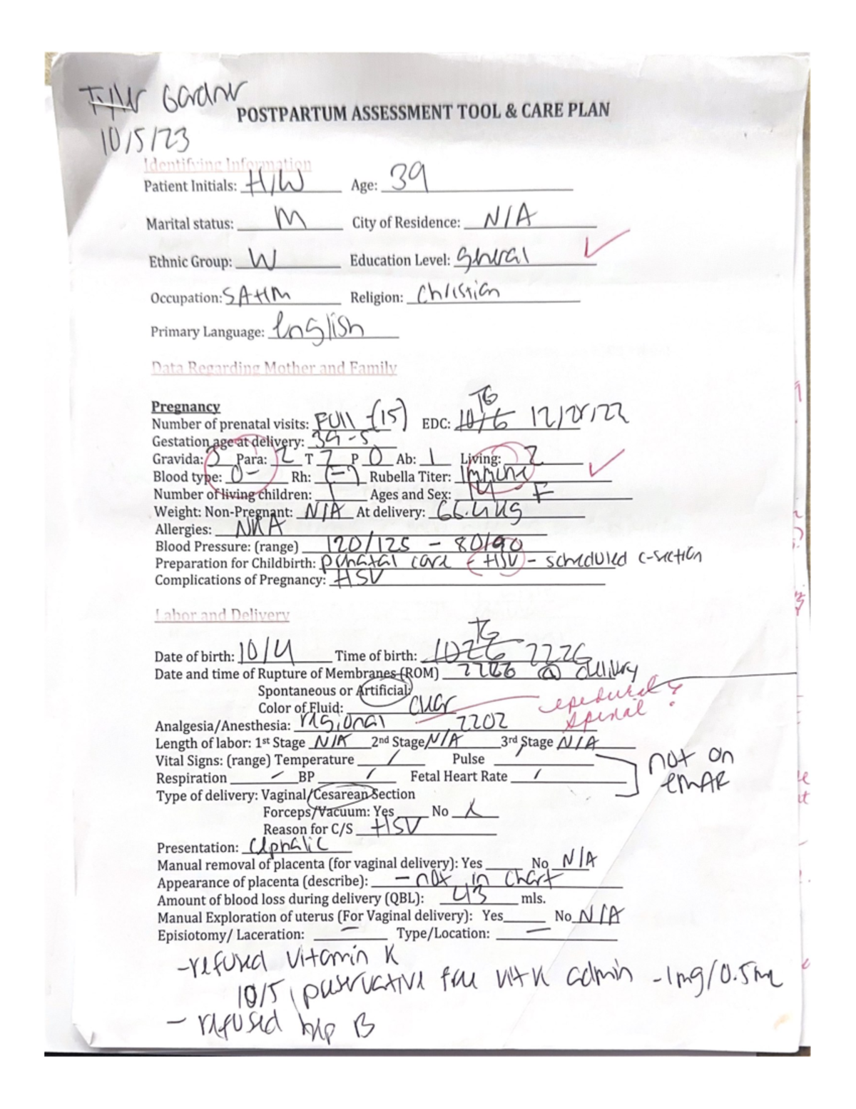 Postpartum Assessment TOOL & CARE PLAN - THE Garans POSTPARTUM ...