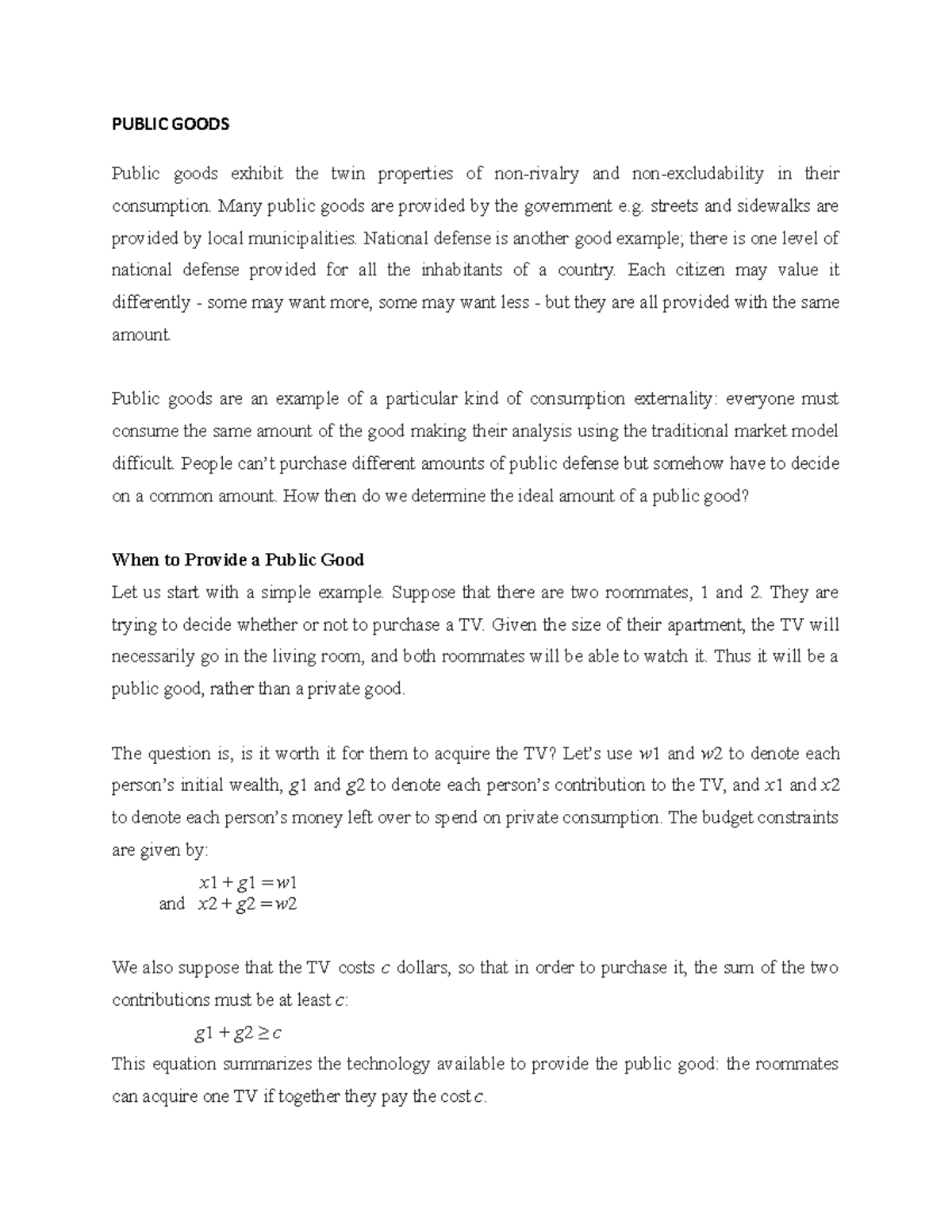 HBE 2401 Handout 4: Understanding Public Goods & Externalities - Studocu