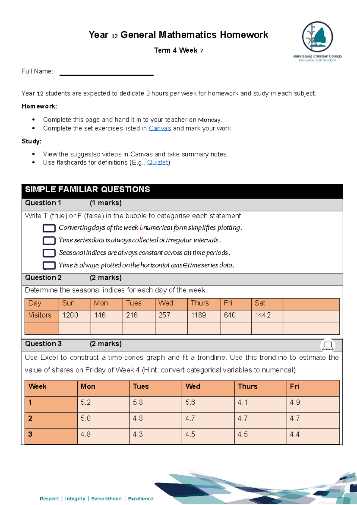 Term 4 Week 7 - Time Series Data 3 - Year 12 General Mathematics ...