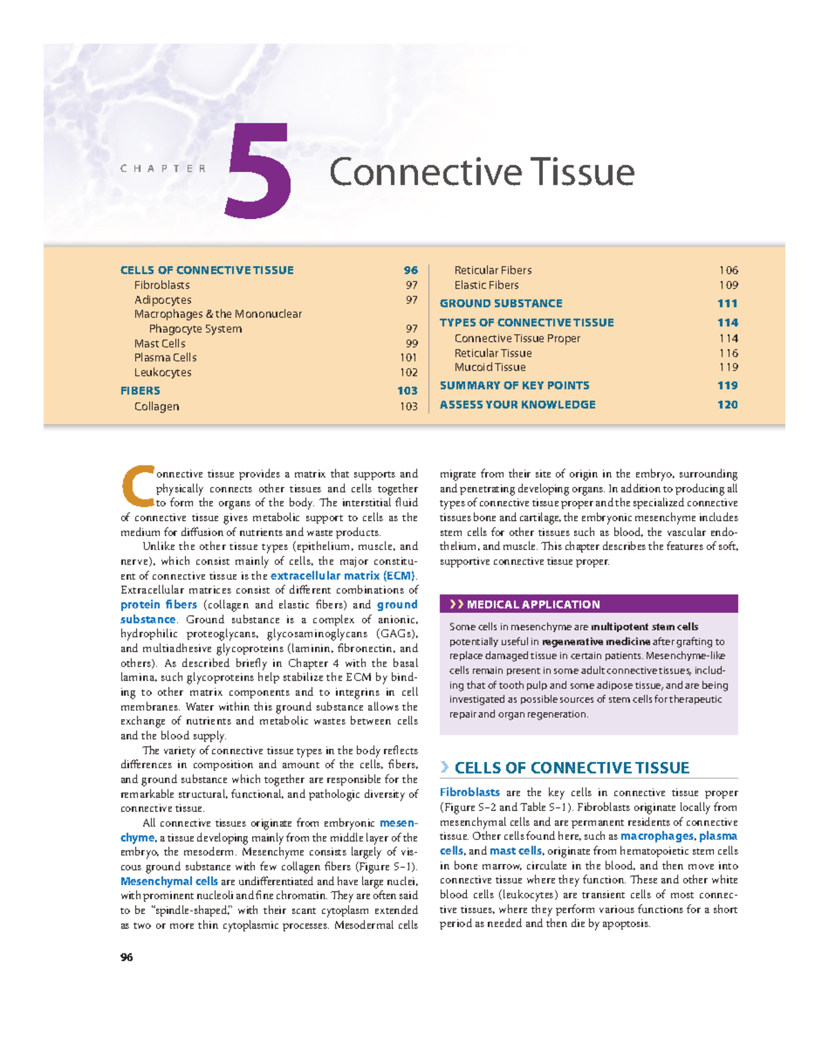 C H A P T E R 5 Connective Tissue: Cells and Functions in Histology ...