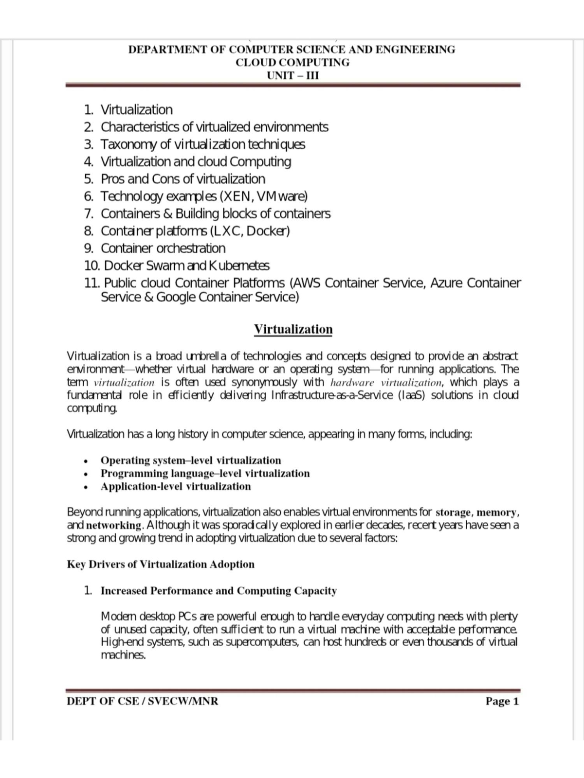 CSE 101 Final Exam Notes: Virtualization & Containerization Concepts ...