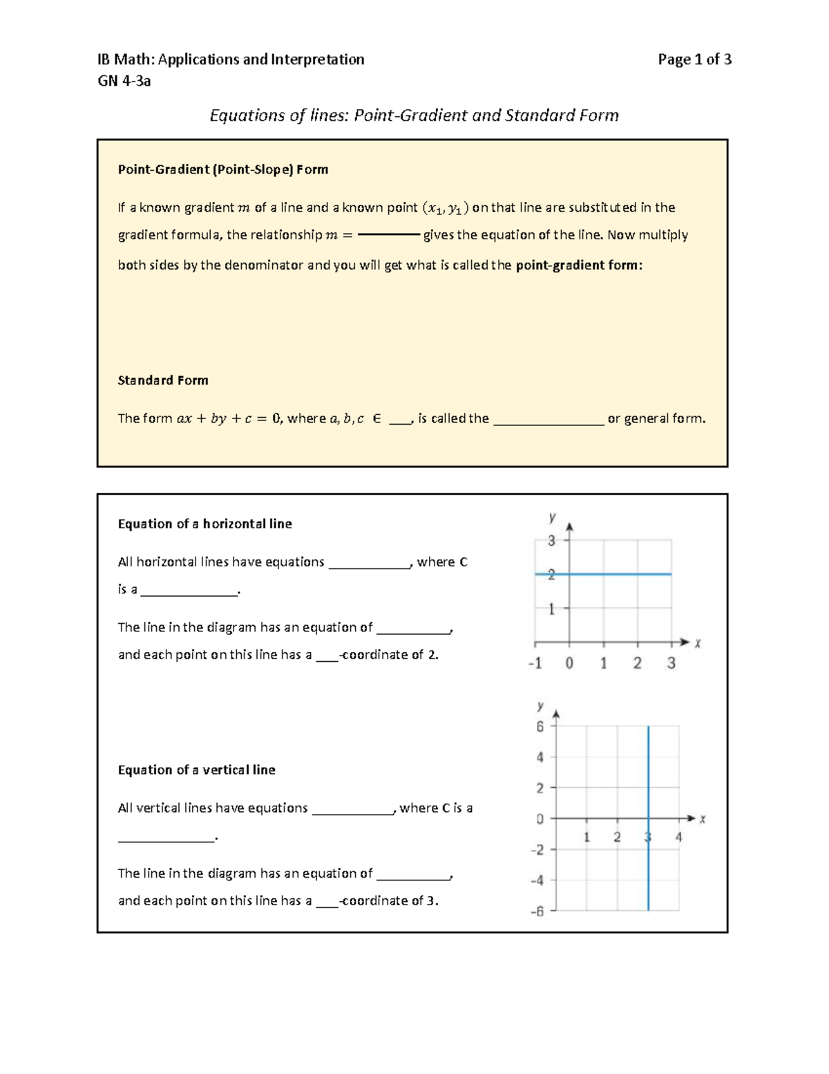 Title: IB Math: Applications and Interpretation - Equations of Lines ...
