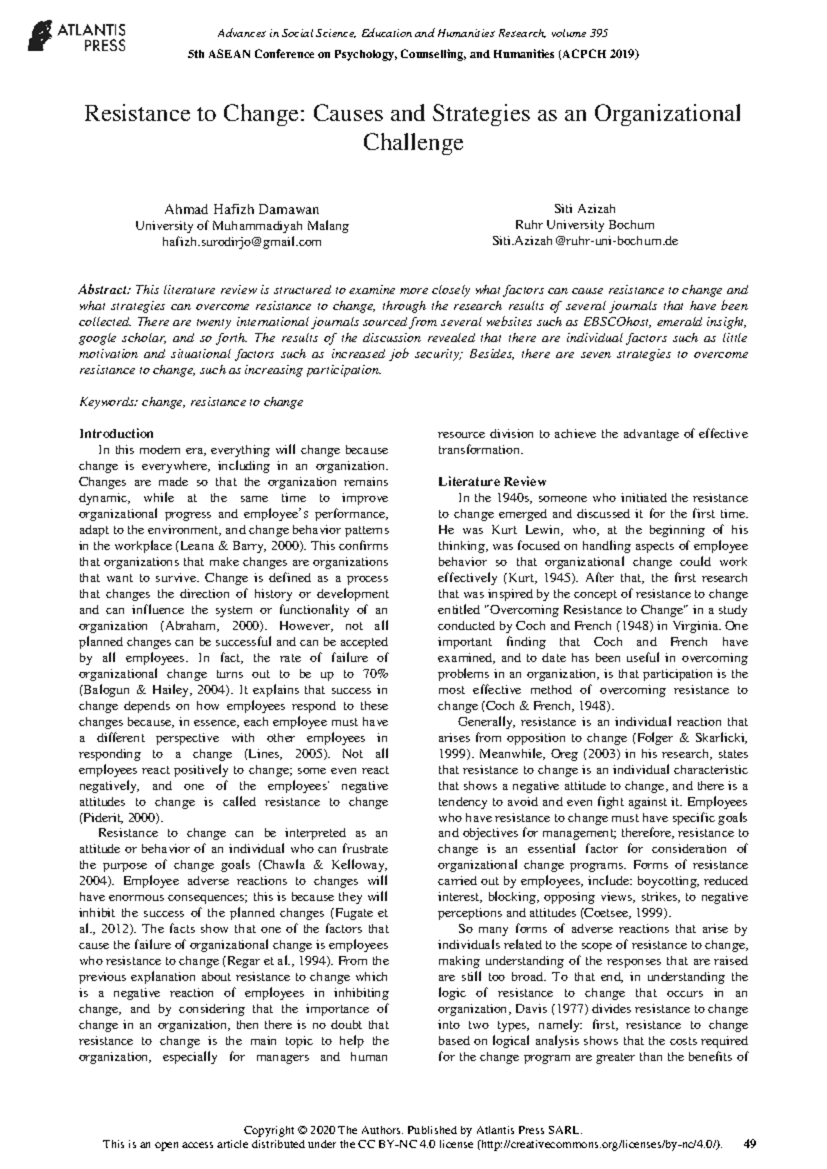 Resistance to Change: Causes & Strategies in Org. Challenges (ACPCH ...