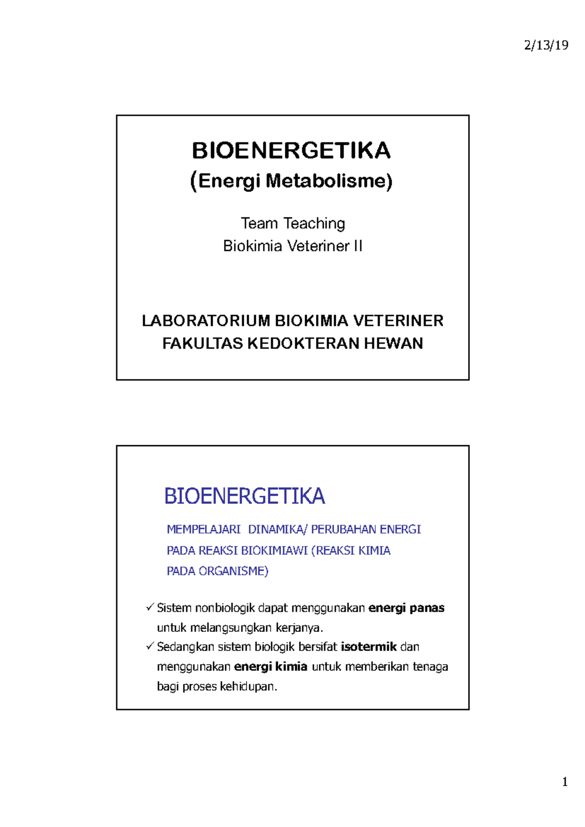 Materi Kuliah Bioenergetika: Energi Metabolisme (Biokimia Veteriner II ...