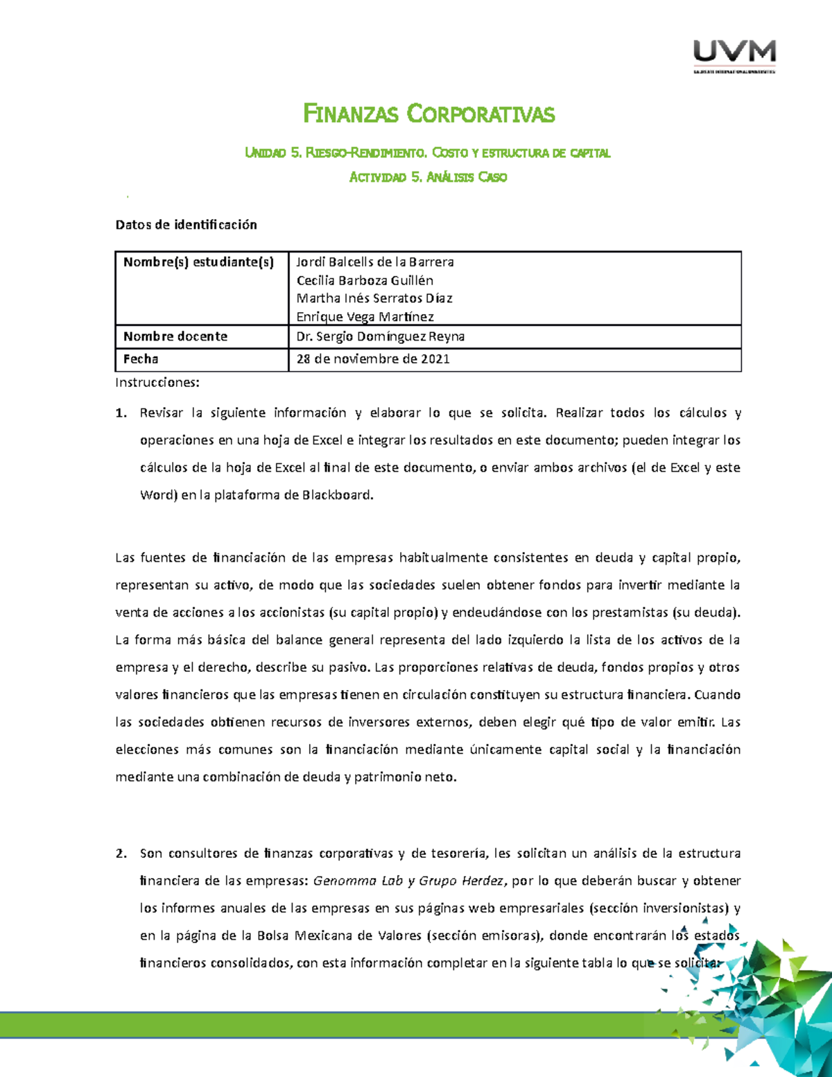 ANÁLISIS DE ESTRUCTURA FINANCIERA EN FINANZAS CORPORATIVAS - UNIDAD 5 ...