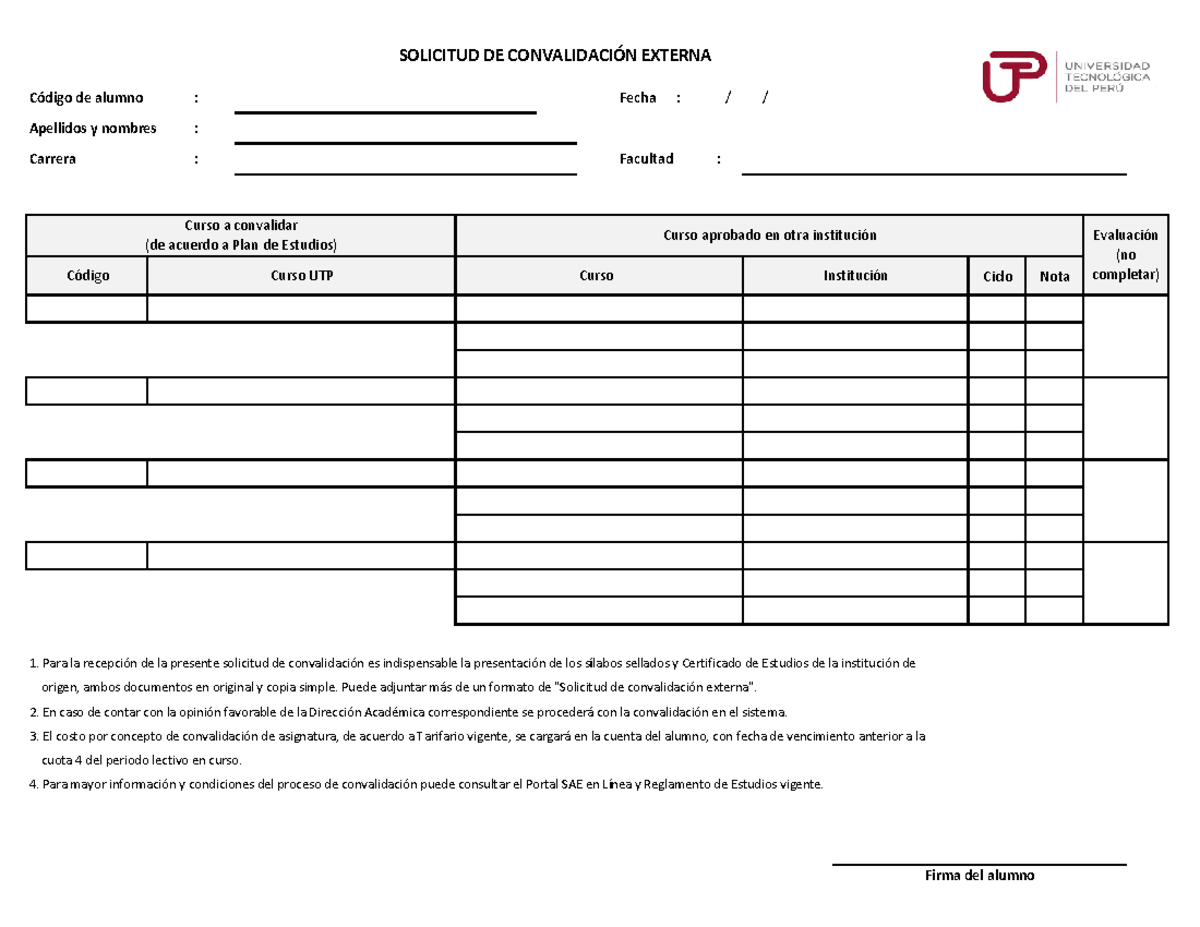 Solicitud de Convalidación Externa - Proceso y Requisitos Detallados ...