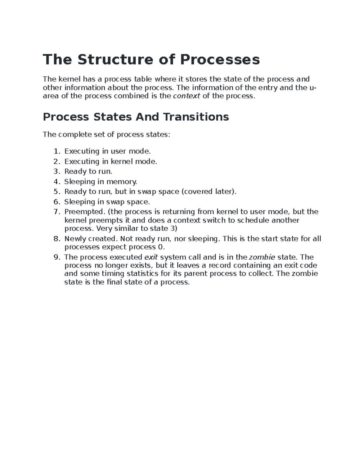 UNIX Internals - Chapter 4: Process Structure and Memory Layout - Studocu