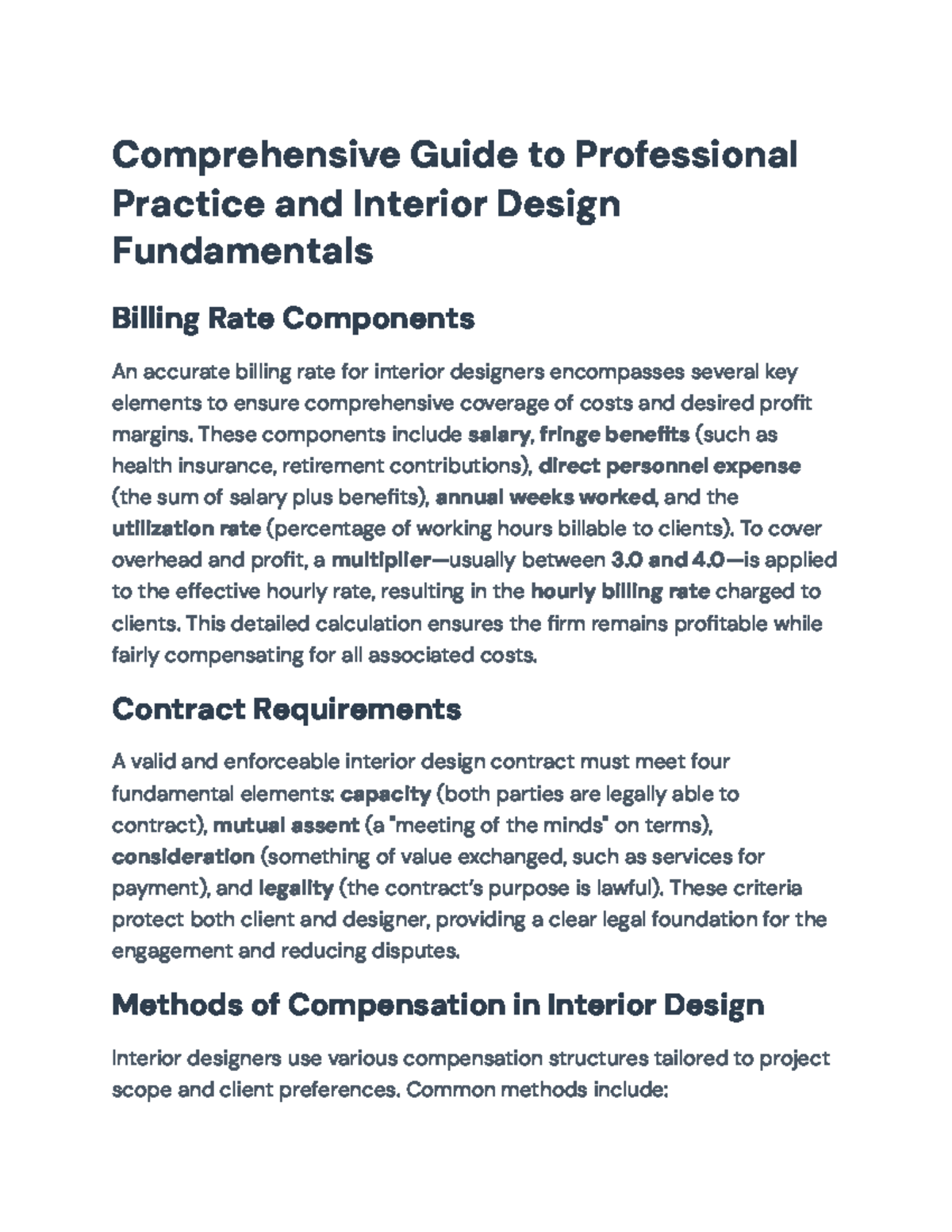 Comprehensive Guide to Professional Interior Design Practices (ID 101 ...