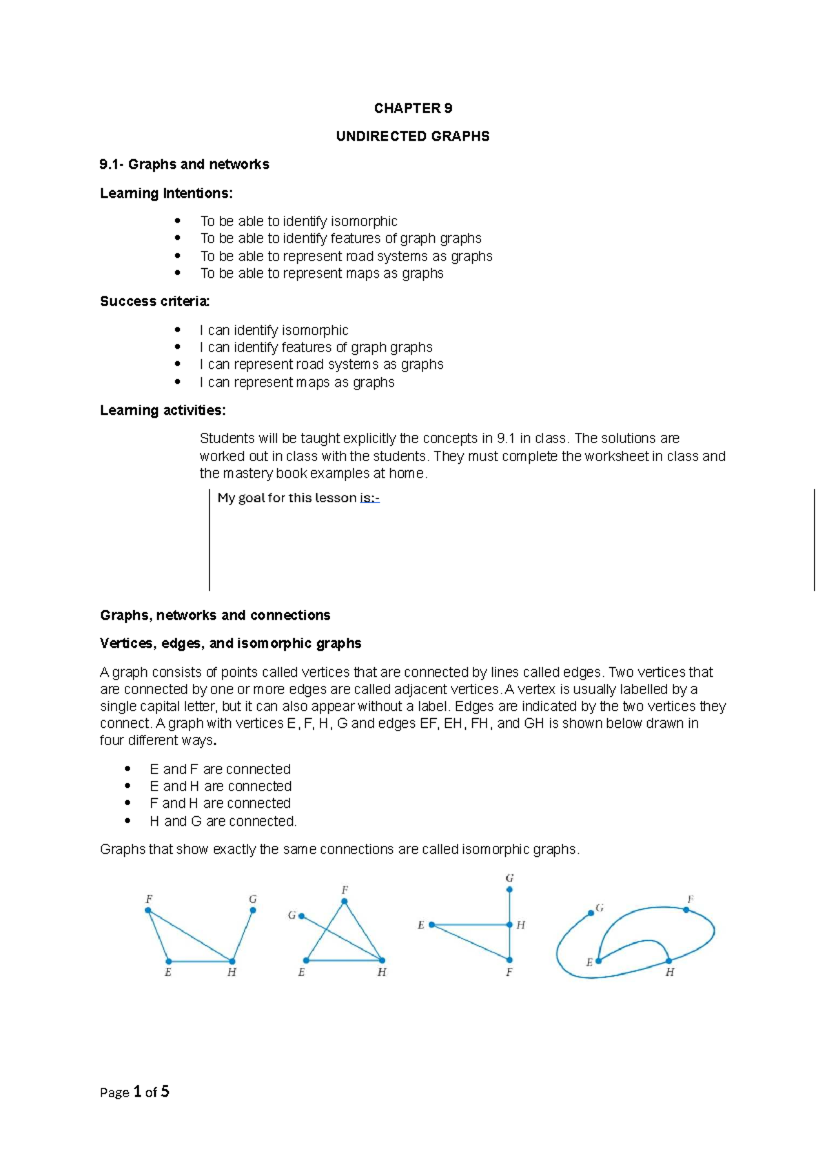 CHAPTER 9.1 NOTES: UNDIRECTED GRAPHS & NETWORKS - Studocu