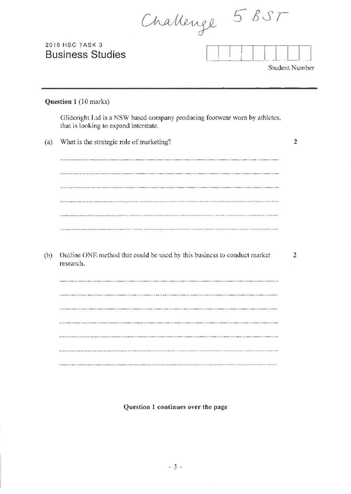 2016 HSC Business Studies Past Paper - Marketing Task 3 - Studocu