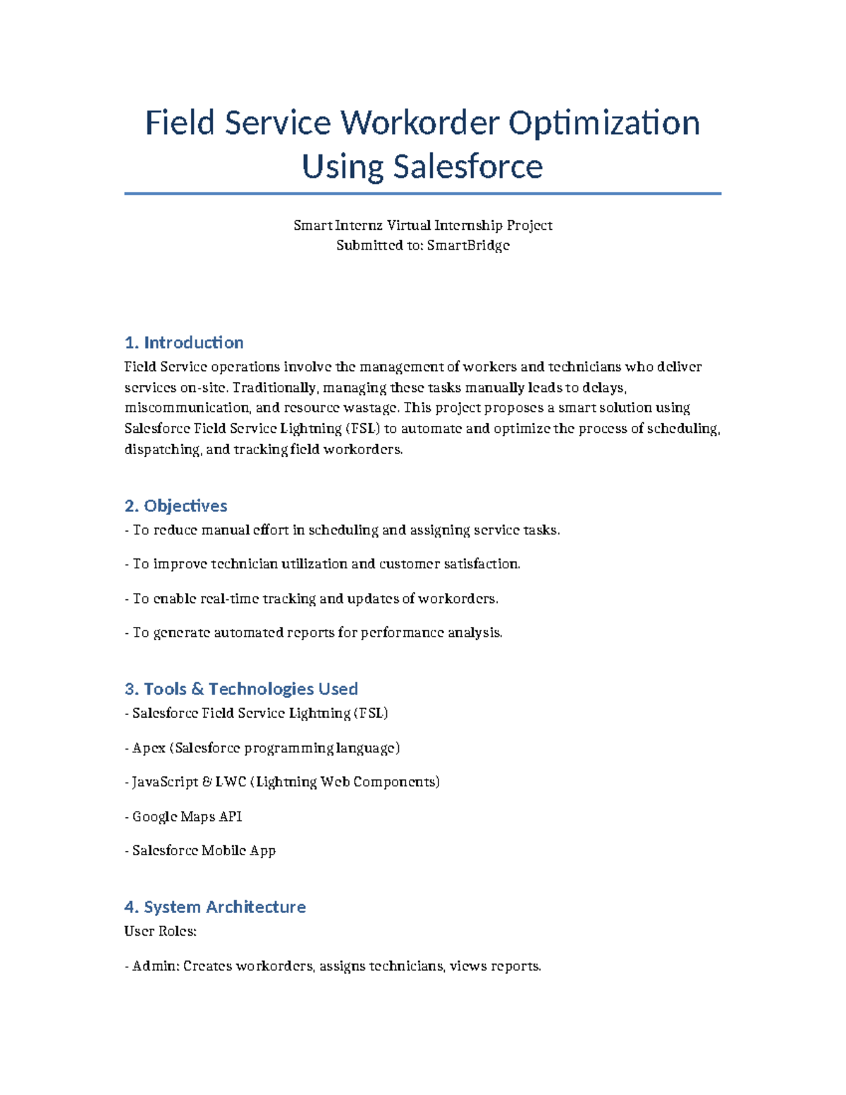Field Service Workorder Optimization Project Report (Internship) - Studocu