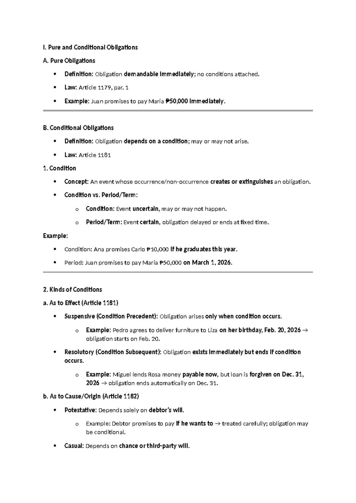 Obligations and Contracts: Pure, Conditional, and Alternative ...