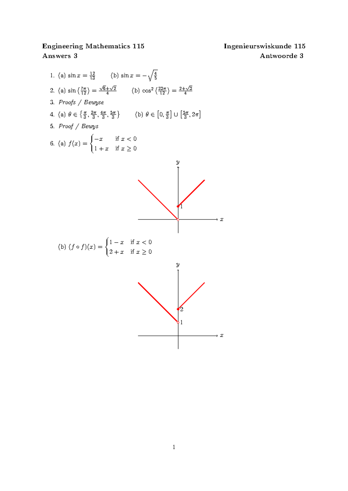 Engineering Mathematics 115: Tutorial 3 Solutions - Studocu