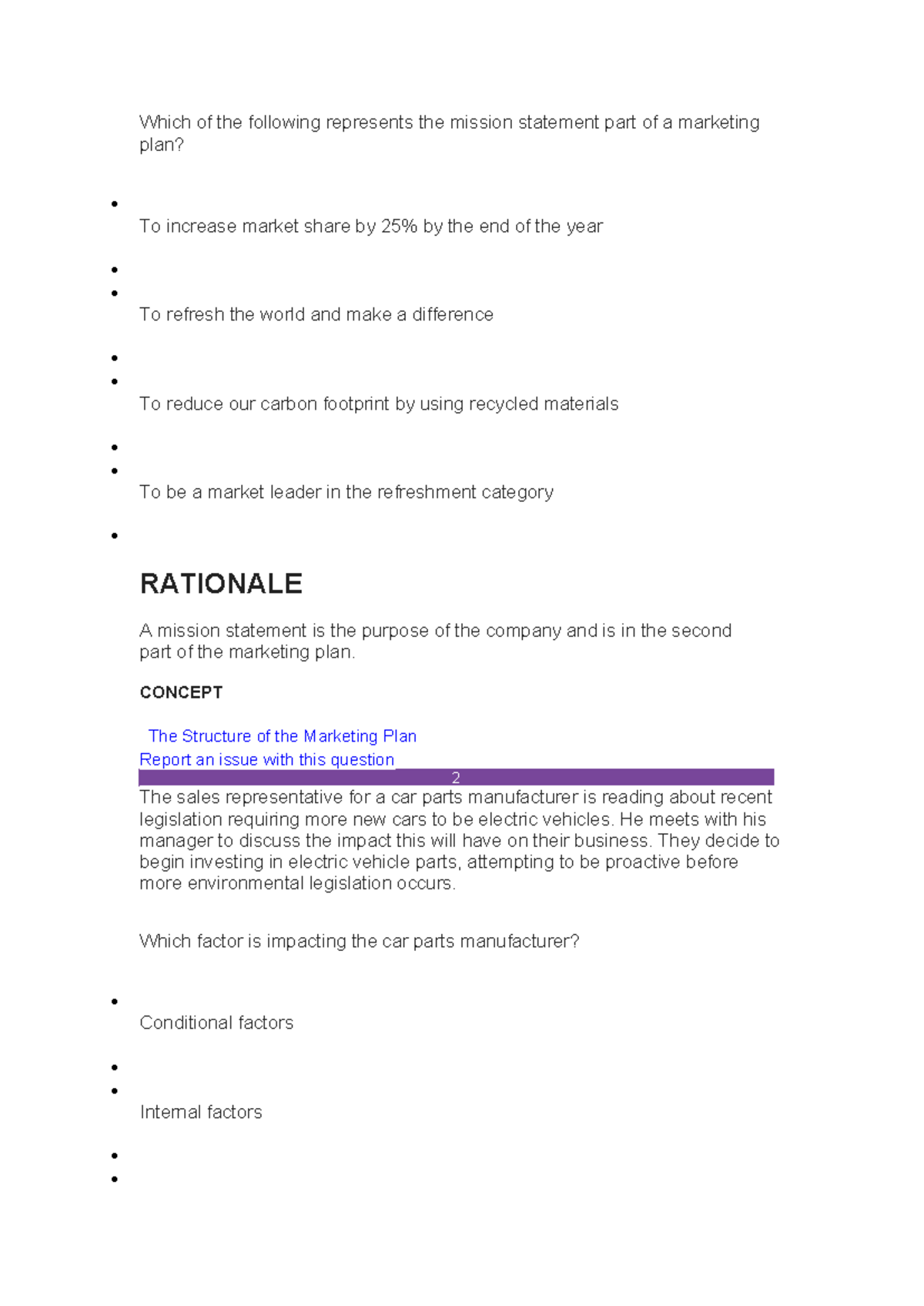 Test 1 - Key Concepts in Marketing Strategy Analysis - Studocu