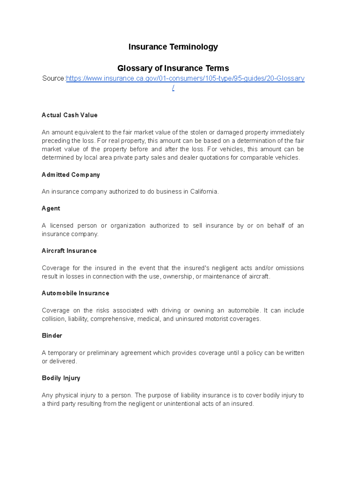 Insurance Terminology Glossary: Key Terms Explained for 5. Insurance ...