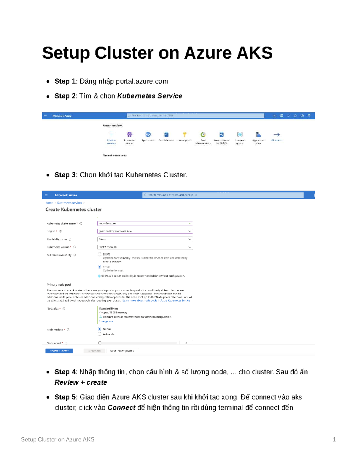 Setup Cluster on Azure AKS - Công nghệ thông tin - azure Step 2: Tìm ...