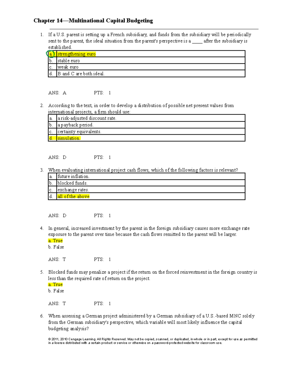 Chapter 14 - Capital Budgeting in International Finance - Studocu