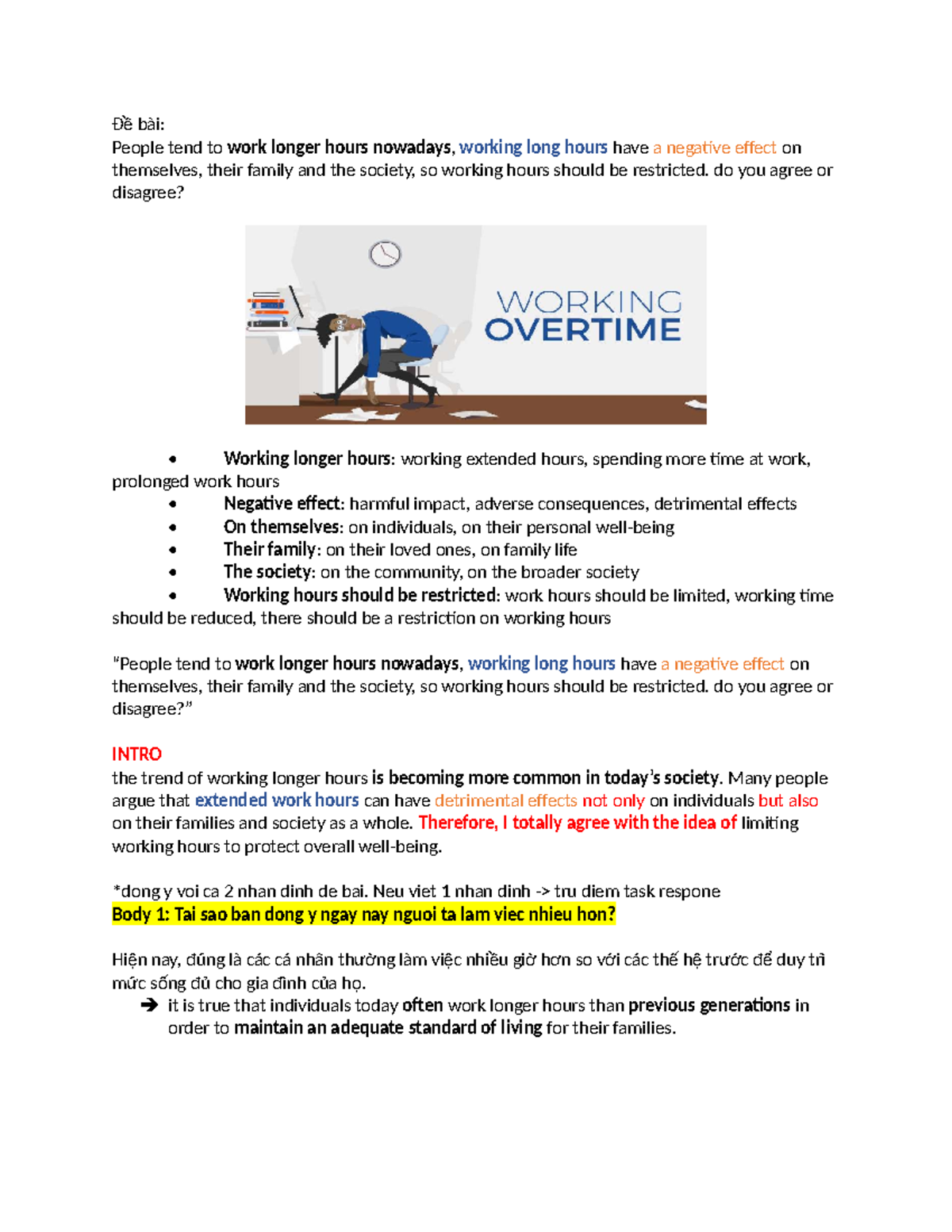 Writing Task 2: The Impact of Long Working Hours on Society - Studocu