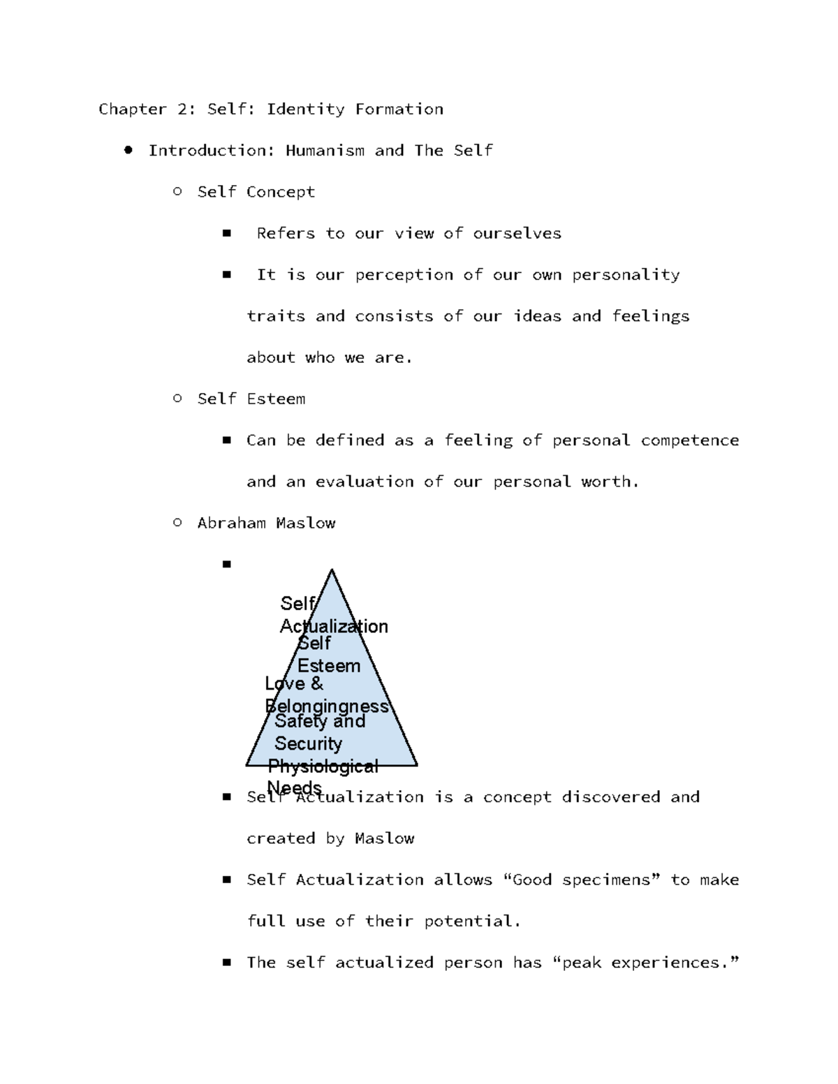 Human Identity and Relationships Chapter 2 - Chapter 2: Self: Identity ...