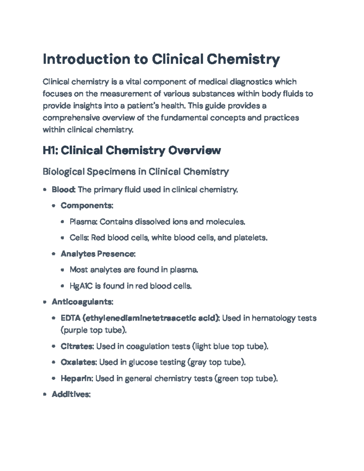Clinical Chemistry Overview: Key Concepts and Practices for Diagnostics ...