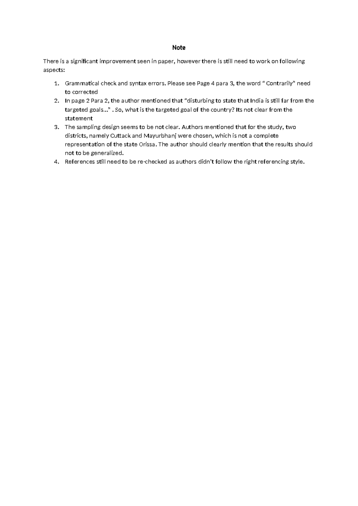 Notes - reviewer comments - Note There is a significant improvement ...