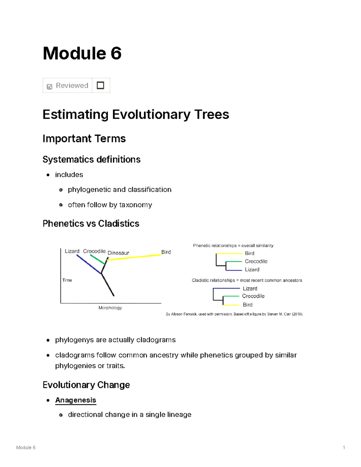 Estimating Evolutionary Trees: Understanding Phylogenetics - Mod 6 ...